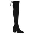 thumbnail image 1 of Unique Bargains Bottes Cuissardes à Talon Épais à Bout Rond pour Femmes, 1 of 8