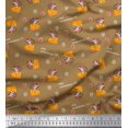 thumbnail image 1 of Soimoi Tissu Viscose Georgette Marron, Imprimé Tranches de Fromage et Rats pour Enfants, Largeur 42 Pouces, 1 of 3
