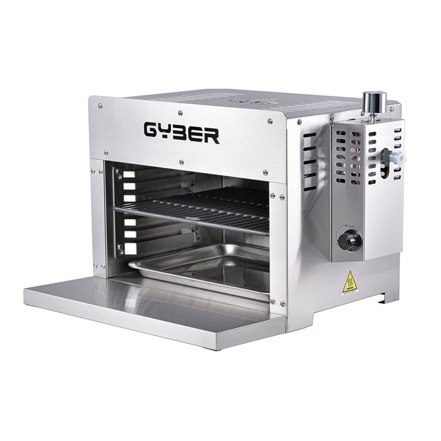 Gyber Boulder Gril Infrarouge au Gaz (Propane) Simple, Cuisson Verticale et Grillades Extérieures / Poulet BBQ, Steak, Poisson, Légumes / Élément Chauffant Rapide et Efficace / Acier Inoxydable