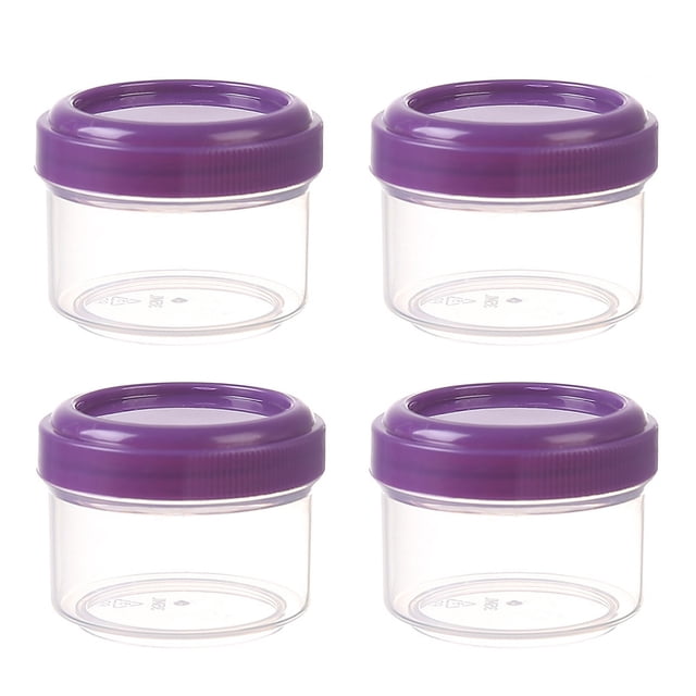 Salad Dressing Container to Go, Small Condiment Containers with Lids for Lunch Bento Box, Reusable Plastic Snack Jars, Transparent Food Containers, Colorful Sauce Cups, Dishwasher Safe, 4 Pcs