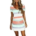 thumbnail image 1 of EIMELI Femmes Robe d'Été Bande Épissage Sling Robe V Cou Spaghetti Sangle Cordon Ceinture Robes avec Poches Bleu Clair Rose Gris XXL, 1 of 7