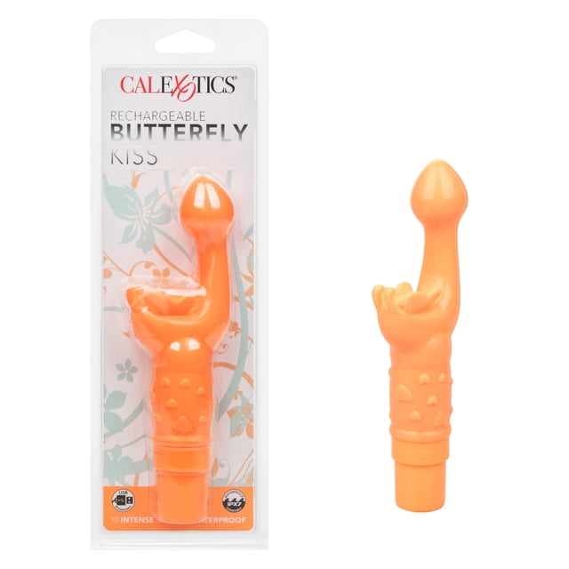 CalExotics Rechargeable Butterfly Kiss Vibrator, Orange