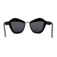 thumbnail image 2 of Womens Angry Eyebrow Line Exposed Lens Cat Eye Sunglasses All Black, 2 of 4