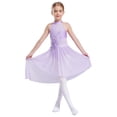 thumbnail image 2 of Yhong Robe de Danse Ballet Sans Manches pour Filles Irrégulière avec Strass Brillants Performance Violet Clair 8, 2 of 6