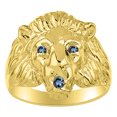 thumbnail image 1 of RYLOS Gold Plated Silver Lion Head Ring Color Stone Birthstones Eyes and Mouth Fun Designer Rings Alexandrite Jewelry Size 6, 1 of 8