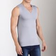 thumbnail image 3 of Mens Summer Ice Silk Traceless Thin Breathable Pure Color V-neck Sleeveless Top, 3 of 9