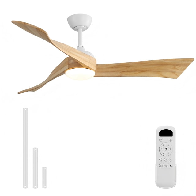 Sofucor Ceiling Fan 52 Inch Wood Ceiling Fan with Lights Remote Control Dimmable Light Reversible DC Motor Modern Ceiling Fan for Kitchen Bedroom Basement Dining Living Room Light Wood