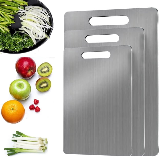 Stainless Steel Cutting Board Kitchen Chopping Board Food Grade Dishwasher Safe Non Slip Rust Resistant for Meat Fruit Vegetables Easy Clean Storage Sopatenor