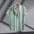 thumbnail image 1 of Weiqiqre Tshirts Shirts for Men Color Block Striped Print Short Sleeve Button Up Casual Shirt, 1 of 7