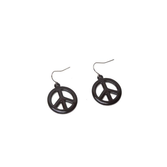 Costume Earrings - Peace Sign - Black