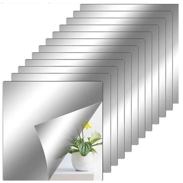 Mirrors for Wall,12 Pack Acrylic Flexible Mirror Sheets 6x6 Inch Self Adhesive Tiles Cuttable for Wall DIY Decor Non Glass Safe
