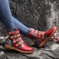 thumbnail image 4 of XZNGL Vintage Red Boots Large Printed European And American Style Leather Boots, 4 of 8
