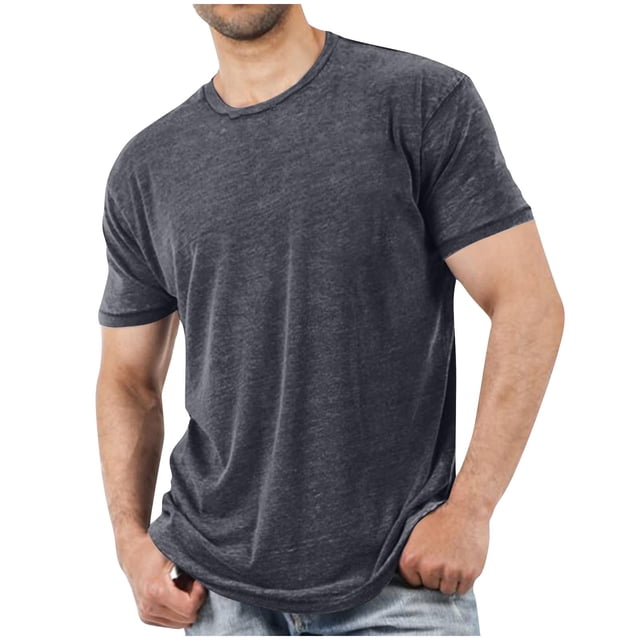 Plebaso Men's Short Sleeve Crew Neck T-Shirts Casual Solid Color Tshirts Breathable Mens Summer Basic Tees