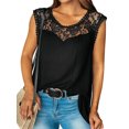 thumbnail image 1 of Women Embroidery Lace Cutout Stitching Round Neck Sleeveless Summer Tank Top, 1 of 2