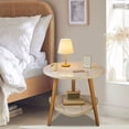 thumbnail image 4 of Gray Marble Pattern Round Side Table With Double Shelf Gray Finish Small Coffee Table For Bedroom Living Room #66w77, 4 of 6