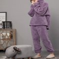 thumbnail image 3 of Pyjama en Molleton Corail pour Femmes, Flanelle, Tenue de Nuit Douce, Ensemble de Pyjama Chaud, Tenue d'Intérieur, Ensemble de Pyjama 2 Pcs, Gris TG, 3 of 7