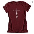 thumbnail image 4 of T-Shirt pour Femmes à Col Rond, T-Shirt à Col Rond Court pour Femmes, Blouse à Manches Décontractée, T-Shirt à Lettres, Haut, Rouge Vin, P, 4 of 6