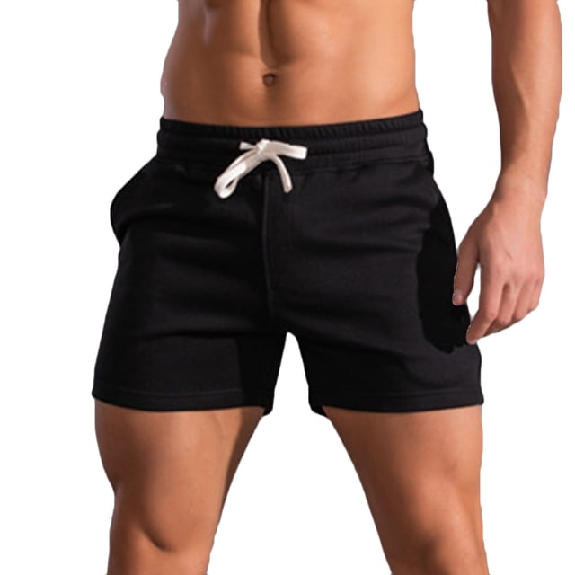 Yuzhih Men's Running Shorts Summer Cotton Drawstring Gym Shorts Big and Talls Basic Solid Color Sports Shorts