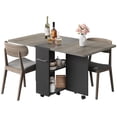 thumbnail image 3 of Ourlova Space Saving Folding Dining Table with 2 Tier Storage-Extendable Drop Leaf Farmhouse Wood Kitchen Dining Room Tables Set, 3 of 9