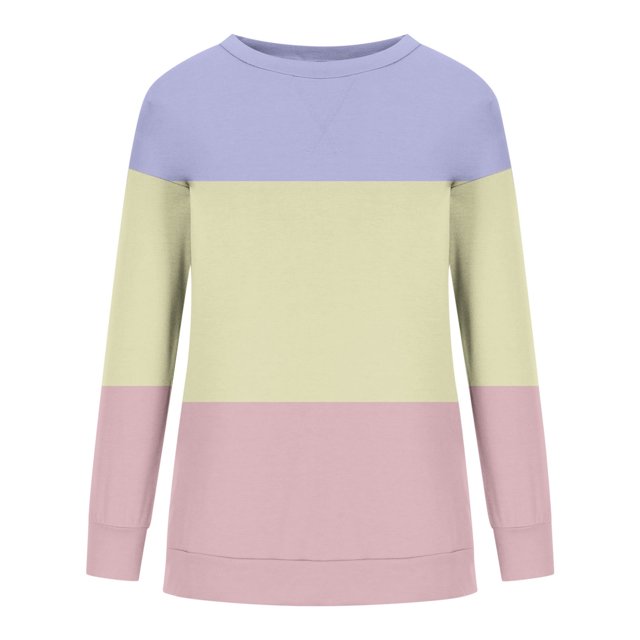 Timegard Women's Sweatshirt Crew Neck Long Sleeve Color Block Pullover Fall Winter Casual Tunic Tops