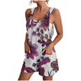 thumbnail image 1 of Pisexur Combinaison Décontractée Plus de Taille Womens Summer Floral Sans Manches Moulante Sangle Spaghetti Réglable Extensible Shorts une Pièce avec Poches S-3XL, 1 of 5