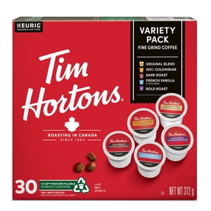 Tim Hortons Single Serve Coffee Cups, 30 Cups Variety Pack