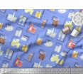 thumbnail image 2 of Soimoi Blue polyester Crepe Fabric Text & Soft Drinks Party Printed Fabric 1 Yard 42 Inch Wide, 2 of 5
