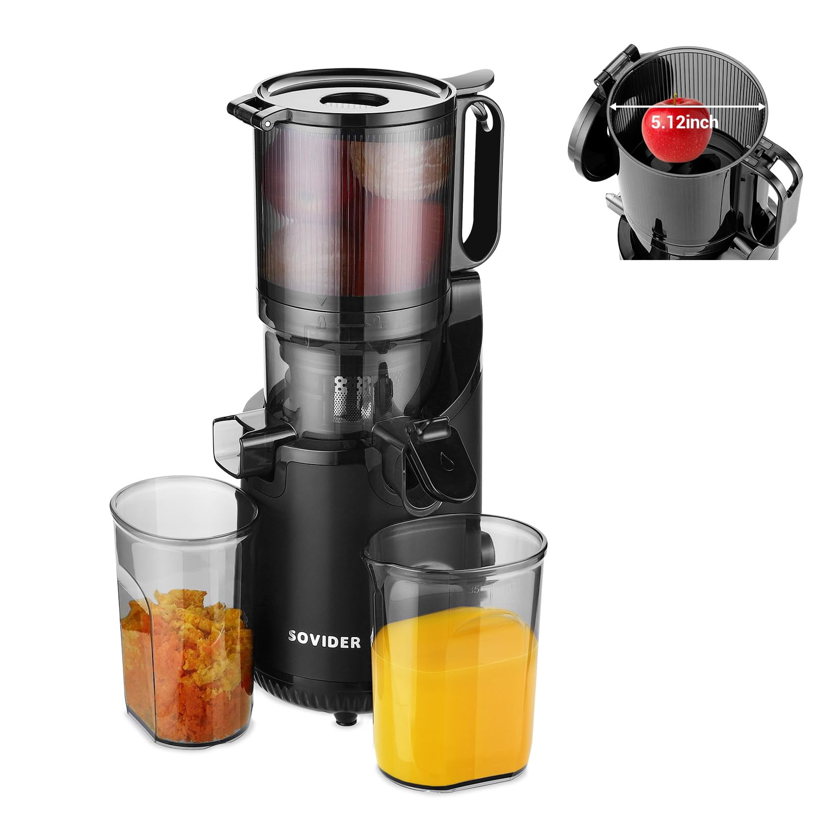 Repaly Compact Slow Masticating Juicer -Juicer Machines Up to 92% Juice Yield 3.1"" Wide Chute for High Nutrient Fruits Vegetables,Cold Press Juicer