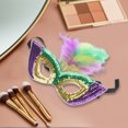 thumbnail image 4 of Unique Bargains 1 Pc Multicolor Feather Sequins Half Face Party Mask for Masquerade Party Gold Tone Sequins Fabric, 4 of 5