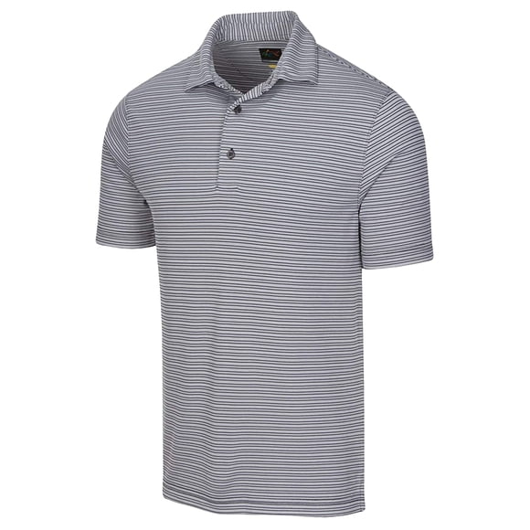 Greg Norman Men's Protek Oxford Micro Stripe Polo Golf Shirt, X-Large Navy