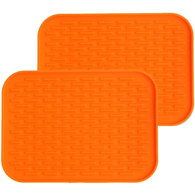 DAMAIE 2 Pcs Tapis en Silicone pour Sécher la Vaisselle Tapis Résistant à la Chaleur et Résistant à la Chaleur Nettoyage Facile Va au Lave-Vaisselle Écologique