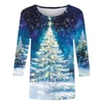 thumbnail image 4 of Wiyuqeen T-Shirts de Noël à Col Rond pour Femmes 2024 Hauts Grande Taille T-Shirts à Imprimé Glitter Tree T-Shirts Classiques à Manches 3/4 T-Shirts de Noël T-Shirts Graphiques pour Noël, 4 of 5