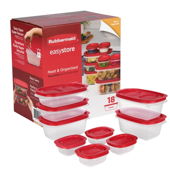 Rubbermaid EasyStore Medium Rectangle Food Storage Containers with Lids, 18-Piece Set