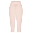 thumbnail image 4 of Pantalon Court pour Femmes Pantalon à Jambe Grand Coupe Jambe Femmes Taille Polyester Pantacourts pour Dames Pantacourts d'Été Style C-87 Roses G, 4 of 7