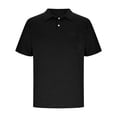 thumbnail image 4 of T-shirt à Manches Courtes pour Hommes avec Poche et Col Rabattu, Mélange Uni Coton-Polyester, Coupe Décontractée, Vert Militaire, Taille TTTG, 4 of 6
