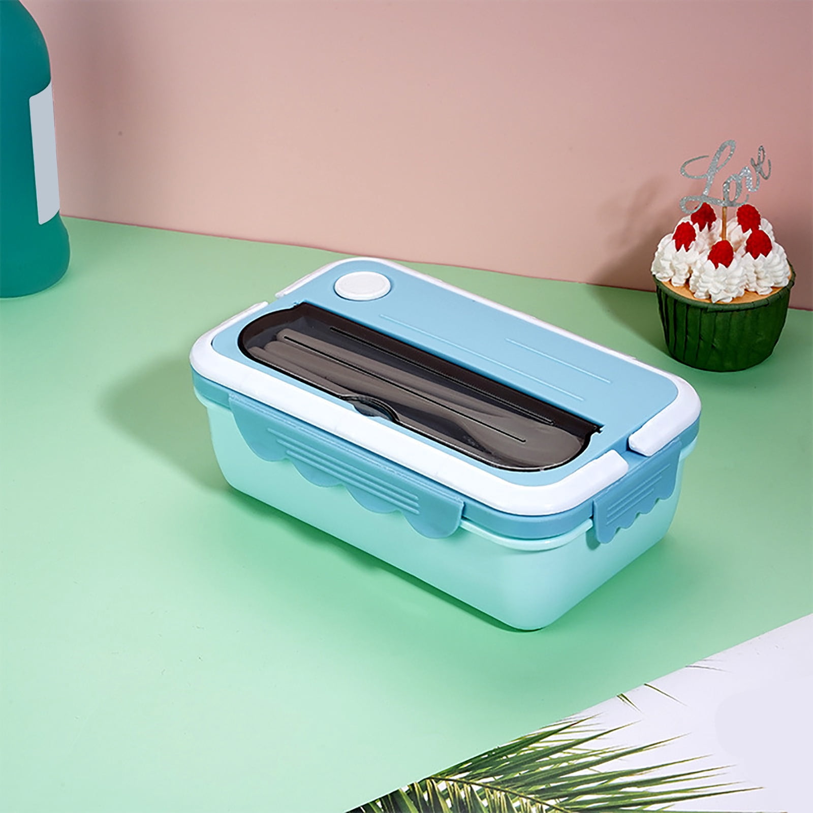 Cameland Kitchen Supplies Divided Lunch Box, Microwave Heated Plastic Lunch Box, Microwave Oven Student Meal Box Office Worker Portable Tableware Meal Box