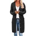 thumbnail image 1 of CEHVOM Femmes Décontracté à Rayures Patchwork Long Cardigan Hauts Manteau, 1 of 8