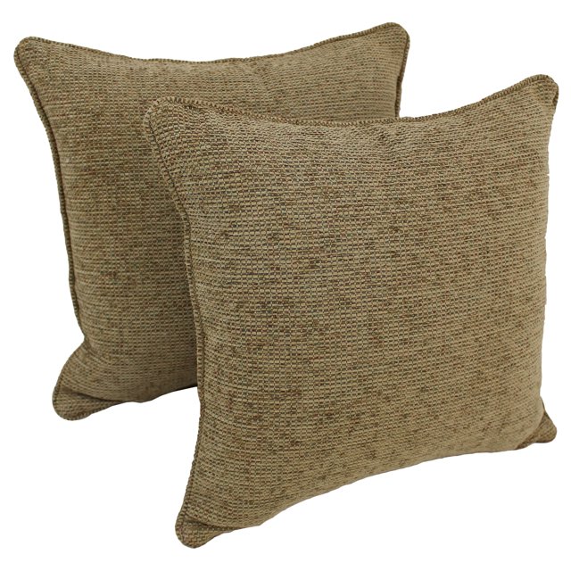 18-inch Double-corded Square Patterned Jacquard Chenille Throw PIllows with Inserts (Set of 2) - Macaroon