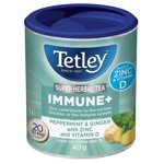 Tetley Super Herbal Tea Immune+ -Peppermint & Gingembre avec Zinc et Vit D