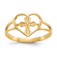 thumbnail image 1 of 14K Yellow Gold Cross in Heart Ring, 1 of 2