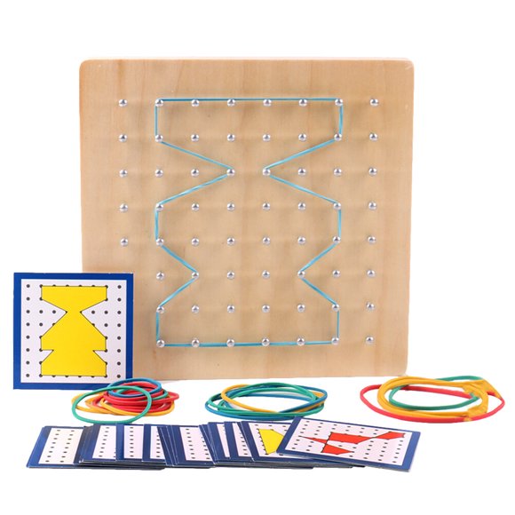 Shisuyan 1 Set Wooden Geoboard Pegboard Nail Board Geometric Shape Learning Tools