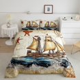 thumbnail image 2 of Erosebridal Vintage Ship Bedding Full Comforter Set, Nautical Compass Down Comforter, Aqua Blue, Reversible, 2 of 7