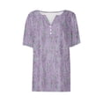 thumbnail image 4 of Womens Fashion Printed Short Sleeves Blouse Round Neck Casual Tops, 4 of 4