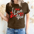 thumbnail image 1 of Pisexur Valentines Day T-shirt Top T-shirt à Manches Courtes Imprimé Amour de la Saint-Valentin pour Femmes, Col Rond, 1 of 5