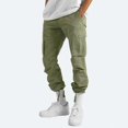 thumbnail image 2 of CHOK Men Flap Pocket Drawstring Elastic Waist Cargo Pants Straight-Fit Casual Pants Solid Trousers Relaxed Plus Size Long Pant, 2 of 9