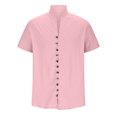 thumbnail image 4 of DPTALR Men Casual Stand Collar Short Sleeve Button Closure Shirt Hawaii Blouse, 4 of 6