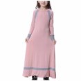 thumbnail image 2 of Weiqiqre Robe pour Tout-Petites Filles, Robe Longue Musulmane pour Filles Moyennes et Grandes, Manches Longues, Col en V, Robe à Blocs de Couleur, 2 of 6