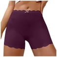 thumbnail image 1 of Sexy Lace Edge Women's Ice Silk Seamless Boyshorts Smooth And Solid Color Panties, 1 of 5