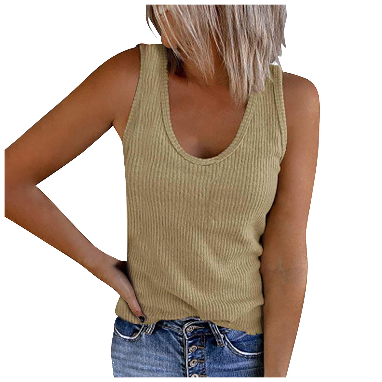 Birdeem Womens Solid Tank Tops Sleeveless U-Neck Base Shirt Summer Casual Workout Tees