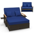 thumbnail image 1 of Gymax Outdoor Wicker Daybed Loveseat & Storage Ottoman Set, Navy, 1 of 2